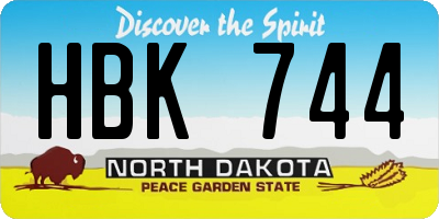 ND license plate HBK744