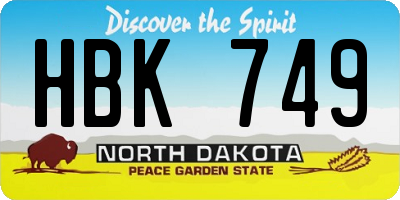 ND license plate HBK749