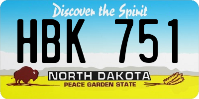 ND license plate HBK751