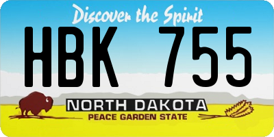 ND license plate HBK755