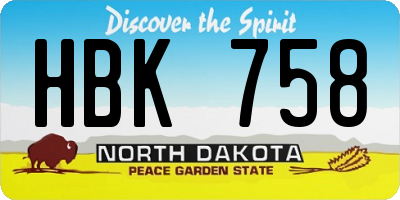 ND license plate HBK758