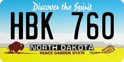 ND license plate HBK760