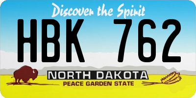 ND license plate HBK762