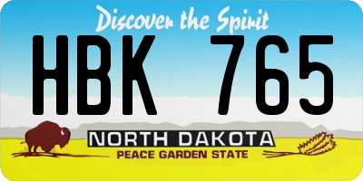 ND license plate HBK765