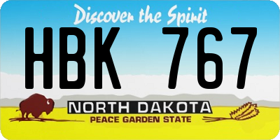 ND license plate HBK767