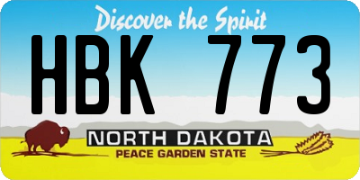 ND license plate HBK773