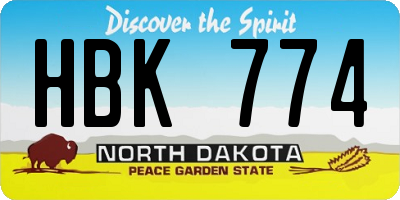 ND license plate HBK774