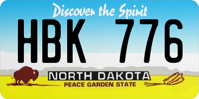 ND license plate HBK776