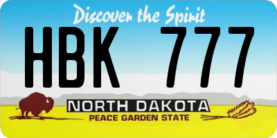 ND license plate HBK777