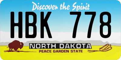 ND license plate HBK778