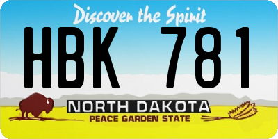 ND license plate HBK781