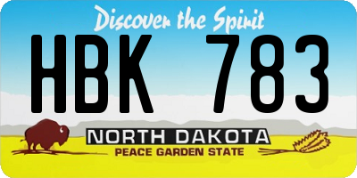 ND license plate HBK783