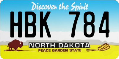 ND license plate HBK784