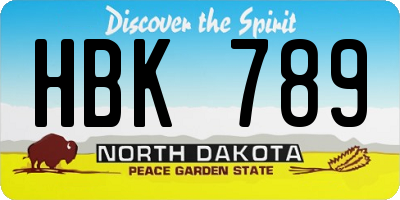 ND license plate HBK789