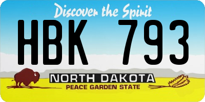 ND license plate HBK793