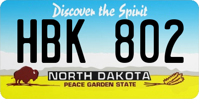 ND license plate HBK802