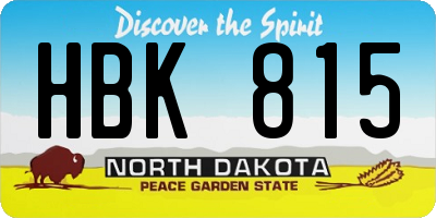 ND license plate HBK815