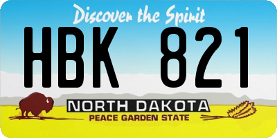 ND license plate HBK821