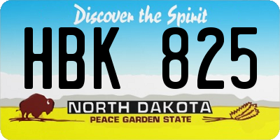 ND license plate HBK825