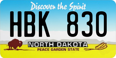 ND license plate HBK830