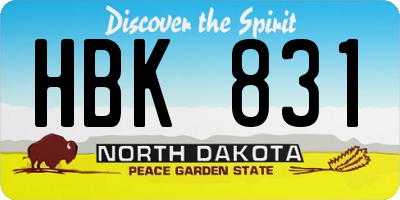 ND license plate HBK831