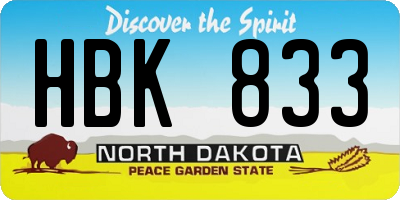 ND license plate HBK833