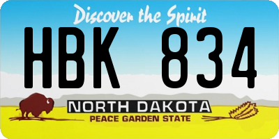 ND license plate HBK834