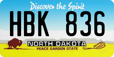 ND license plate HBK836