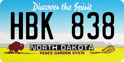 ND license plate HBK838