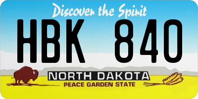 ND license plate HBK840