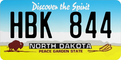 ND license plate HBK844