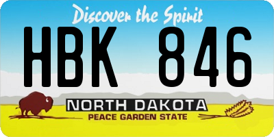 ND license plate HBK846