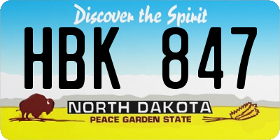 ND license plate HBK847