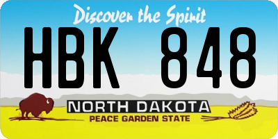 ND license plate HBK848