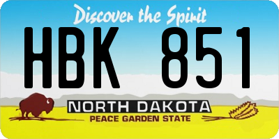 ND license plate HBK851