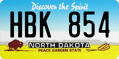 ND license plate HBK854