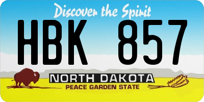 ND license plate HBK857