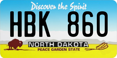 ND license plate HBK860