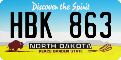 ND license plate HBK863