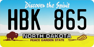 ND license plate HBK865