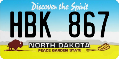 ND license plate HBK867