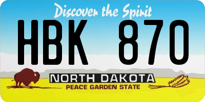 ND license plate HBK870