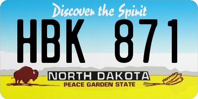 ND license plate HBK871