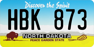 ND license plate HBK873