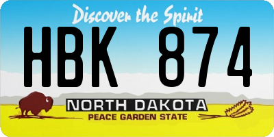 ND license plate HBK874