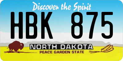 ND license plate HBK875