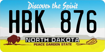 ND license plate HBK876