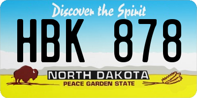 ND license plate HBK878