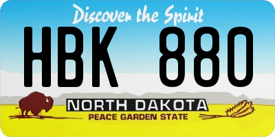 ND license plate HBK880