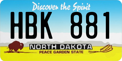 ND license plate HBK881